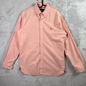 Ralph Lauren Button Down Shirt Men's Medium Pink Flesh Pony Logo Spring/Summer